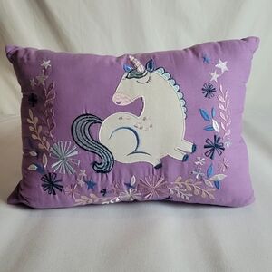Unicorn Flowers Embroidered Pillow Purple Urban Habitat